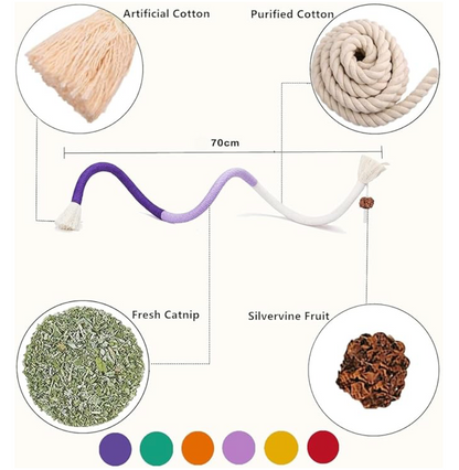 3-Pack Bent Cat Rope Toy, Pet Chew Toys, Interactive Tease Toys for Cats and Kittens, Bite-Proof Playthings, Cotton Rope Kitten Toys for Dental Care and Stress Relief, Pet Supplies