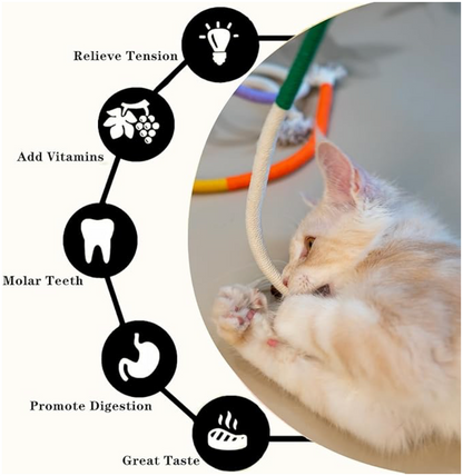 3-Pack Bent Cat Rope Toy, Pet Chew Toys, Interactive Tease Toys for Cats and Kittens, Bite-Proof Playthings, Cotton Rope Kitten Toys for Dental Care and Stress Relief, Pet Supplies