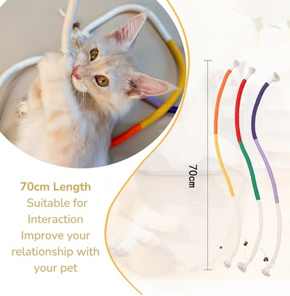 3-Pack Bent Cat Rope Toy, Pet Chew Toys, Interactive Tease Toys for Cats and Kittens, Bite-Proof Playthings, Cotton Rope Kitten Toys for Dental Care and Stress Relief, Pet Supplies